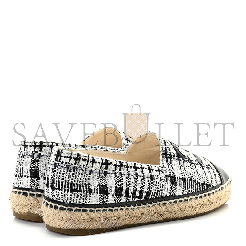 Ch*el tweed cc espadrilles black white g29762
